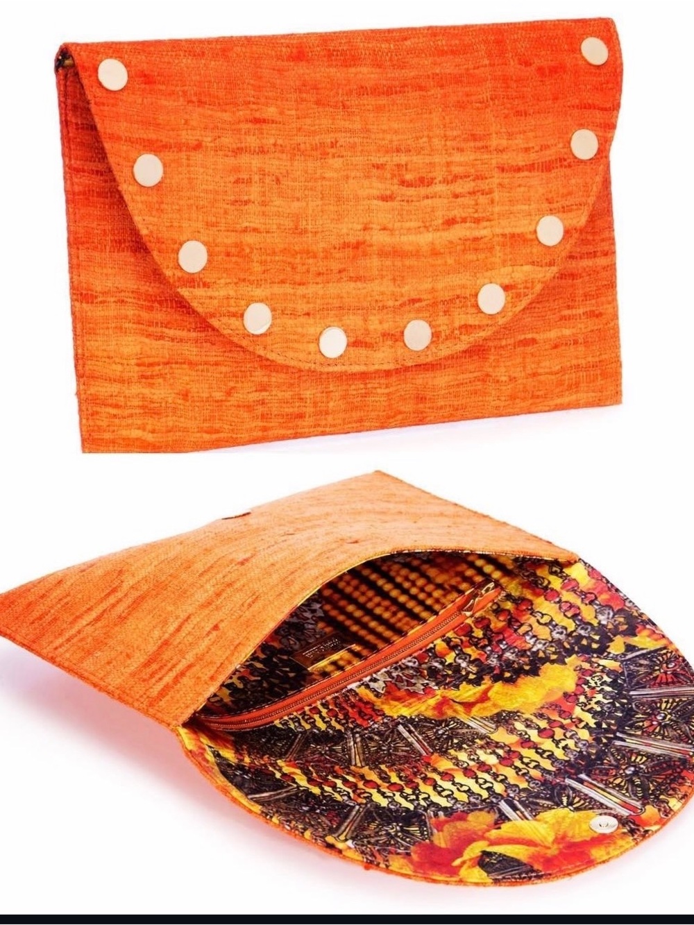 Orange Silk Envelope Clutch